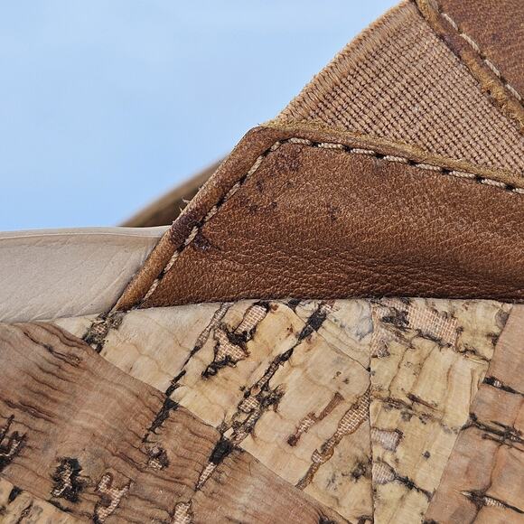 Crocs A-Leigh Brown Leather Cork Wedge Slide Platform Sandals Women’s 9 # 16205 - Picture 9 of 12